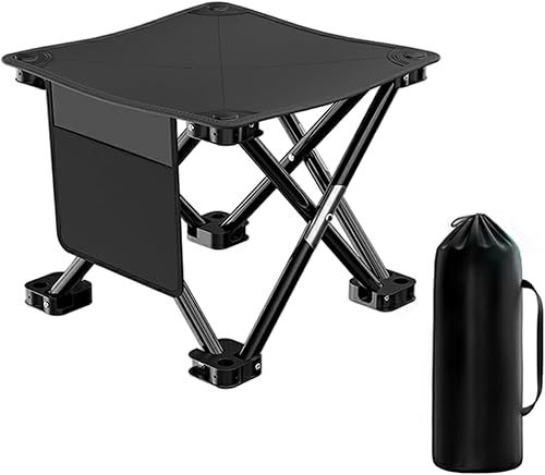 Silla plegable portátil con bolsillo lateral, taburete de tela Oxford con marco de acero fuerte para viajes al aire libre pesca