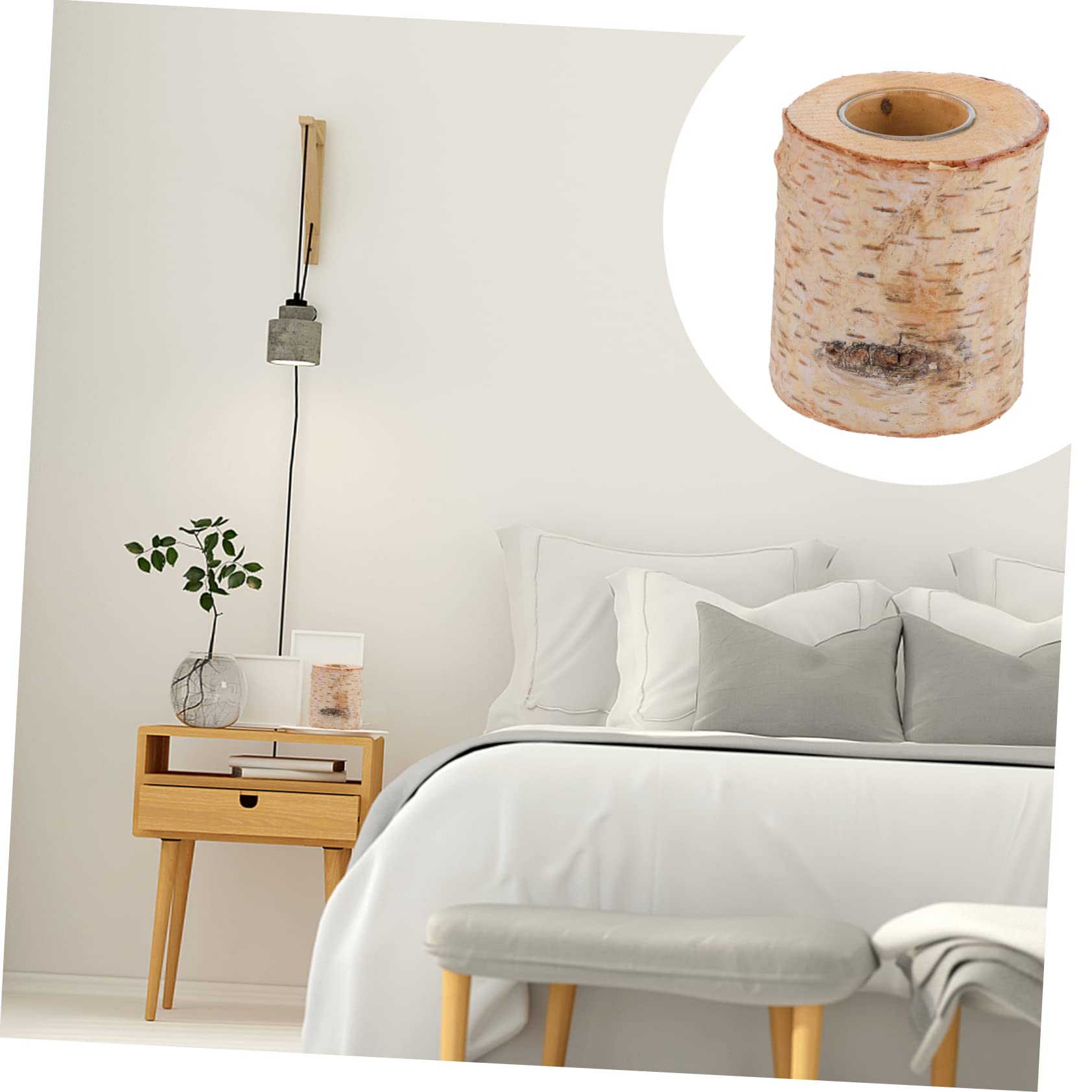 Portacandele in Legno di Betulla Base in Vetro, Design Semplice e Creativo, Pratica Decorazione per Uso in Casa e Ufficio