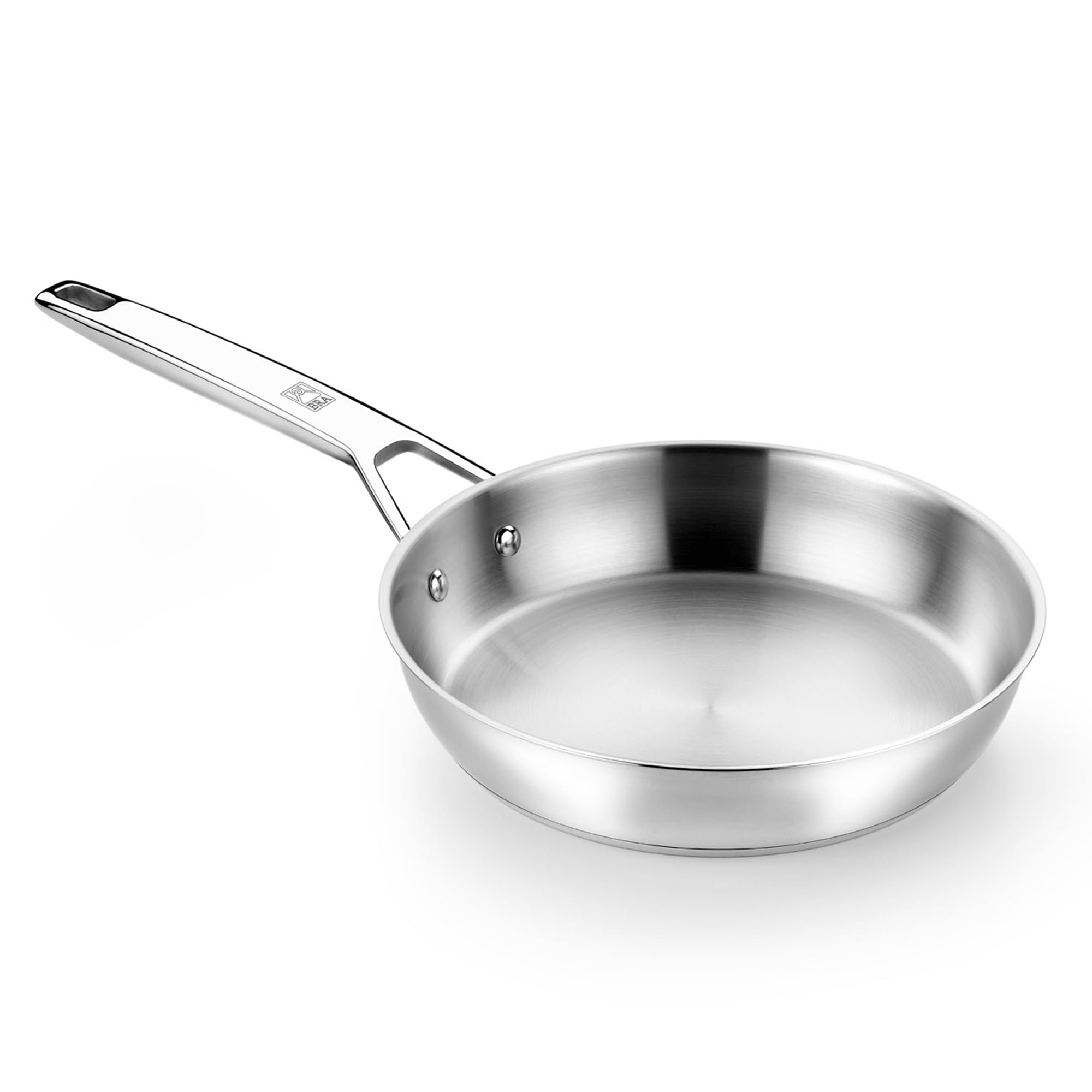 BRA Signature | Sartén honda 24 cm, Acero Inoxidable 18/10, Sin Antiadherente, Triple Fondo Difusor, Apto para todo tipo de Cocinas e Inducción