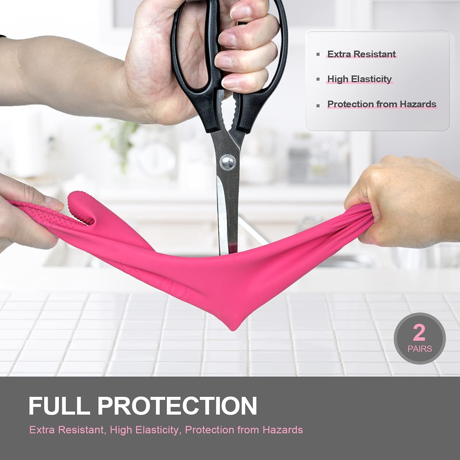 DABOGOSA Mamison 2 Pairs Reusable Waterproof Household Dishwashing Cleaning Rubber Gloves, Non-Slip Kitchen Glove(Medium) : Health & Household