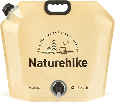 Naturehike 2.6 Gallon Collapsible Water Container - 10L BPA Free Portable Water Jug with Spigot, Hanging & Free-Standing Design Water Bag for Camping, Emergency & Hiking, Outdoor Sport