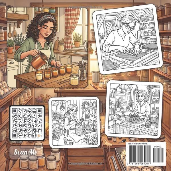 Cozy Girl Vintage Candle Making Studio: Cute Fun Bold Line Craft Adult Coloring Book | Aesthetic Hobby Scenes, Relaxing Daily Moments, Peaceful Hygge ... Gift for Women & Teens (Cozy Girl Collection) image 3