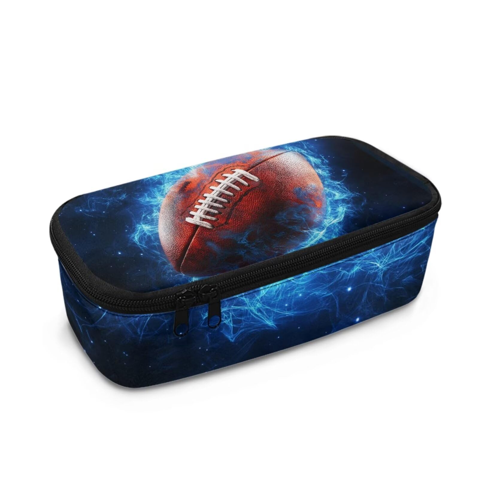 Dngkaoje Lightning Rugby Pencil Bag Pen Case Holder for Kids Girls Boys Marker Cases Multifunction Stationery Pouch Zipper Cosmetic Bags School Office Home Desk Cosmetic Bags — image 1