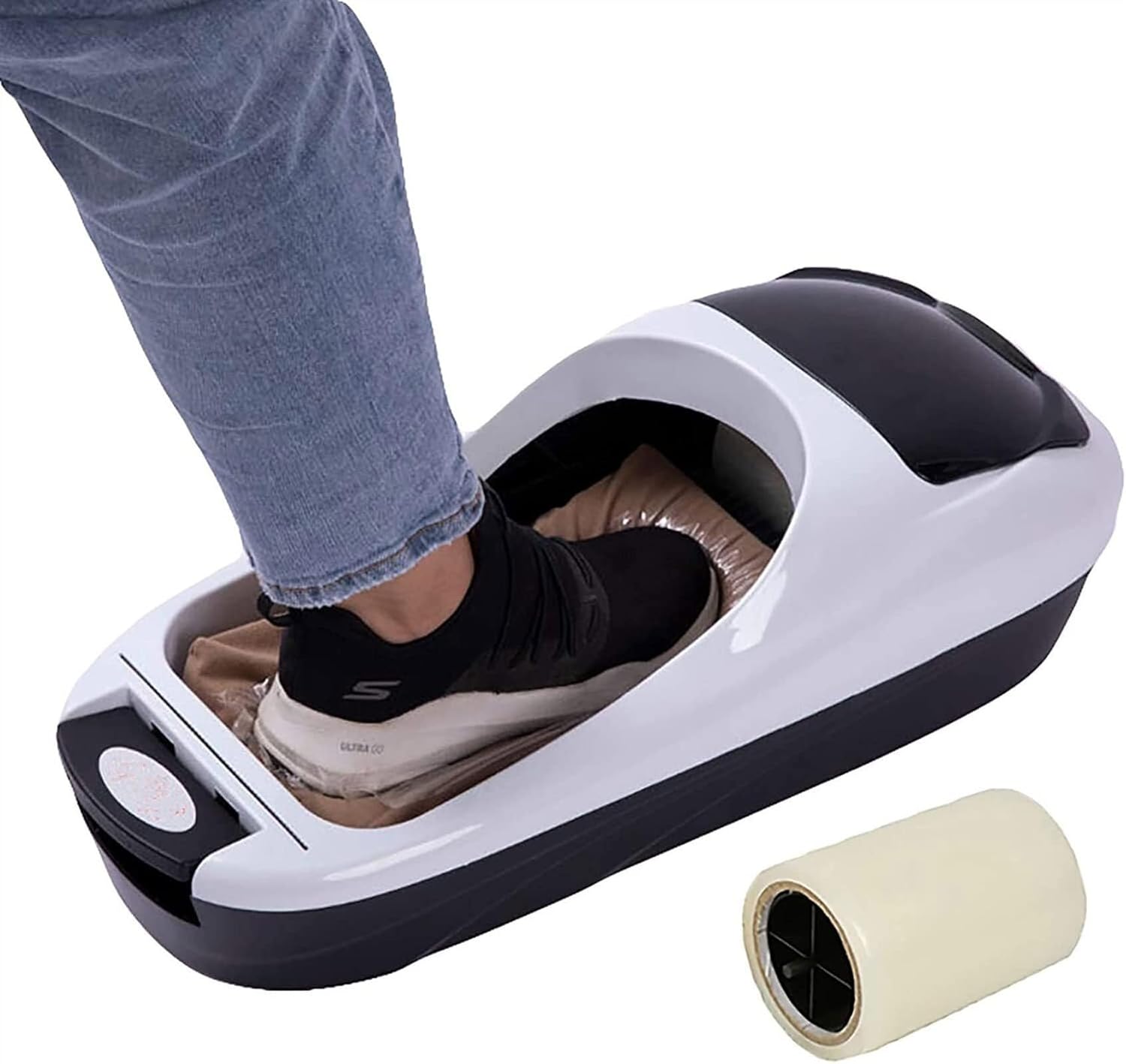 スマート靴カバーフィルムマシン、自動靴フィルムマシンポータブル靴カバーディスペンサー、500個の靴フィルム付き、ホームショップオフィ