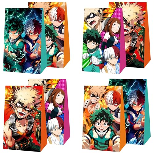 EKIH 12pcs Cartoon For Academia of My Hero Party Gift Bags with Handles Cartoon Birthday Party Supplies for Party Decorations.