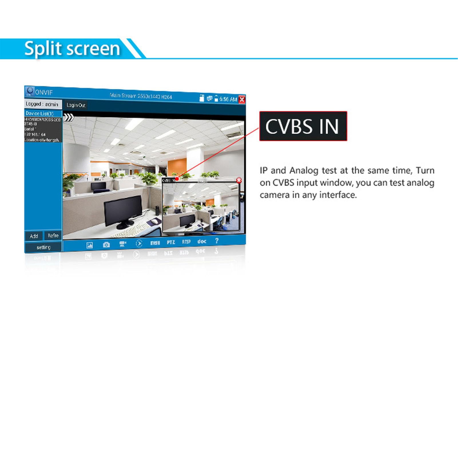Detector de cámara IP 7-inch Protección de pantalla Red CCTV Monitor de cámara de videovigilancia Prueba de cable 100-240V (enchufe UE)