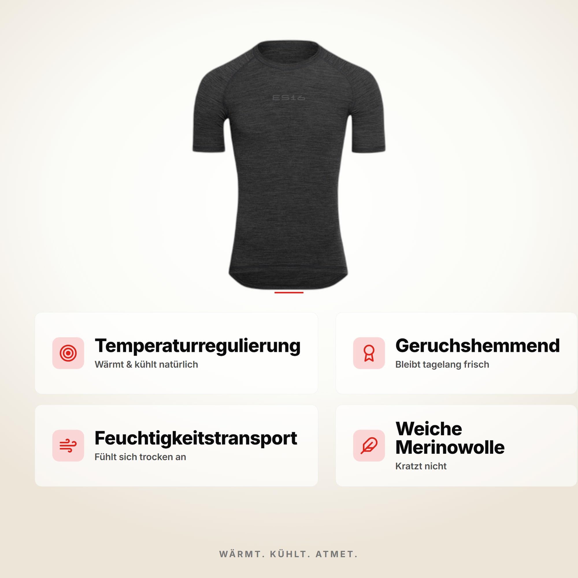 Merino Maglia Intima Tecnica Unisex | Base Layer Termoregolatore in Lana Merino per Ciclismo – Maniche Corte e Lunghe, Antiodore e Traspirante