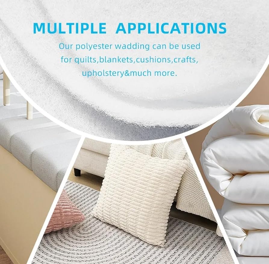 Image of Quilt Batting Polyester Wadding Fiberfill Upholstery Fiber Quilting Stuffing Wrapping Fabric for Sewing Making Pillows Cushion Interior Decorations DIY Crafts Supplies (1 Meter)