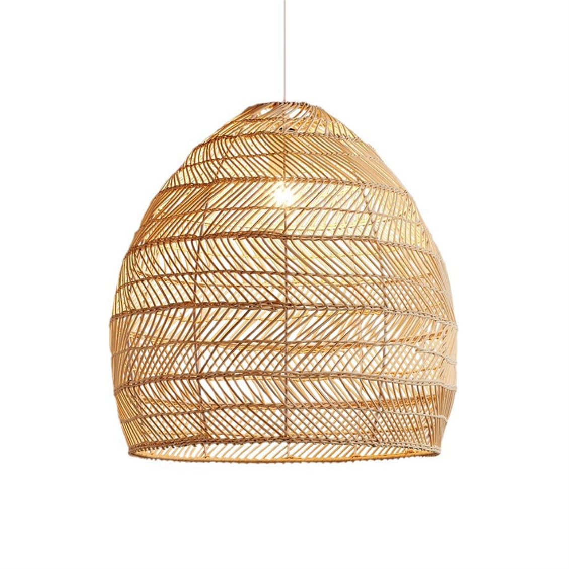 Suspension rotin bohème E27 luminaire panier tressé 50cm pour restaurant et salon