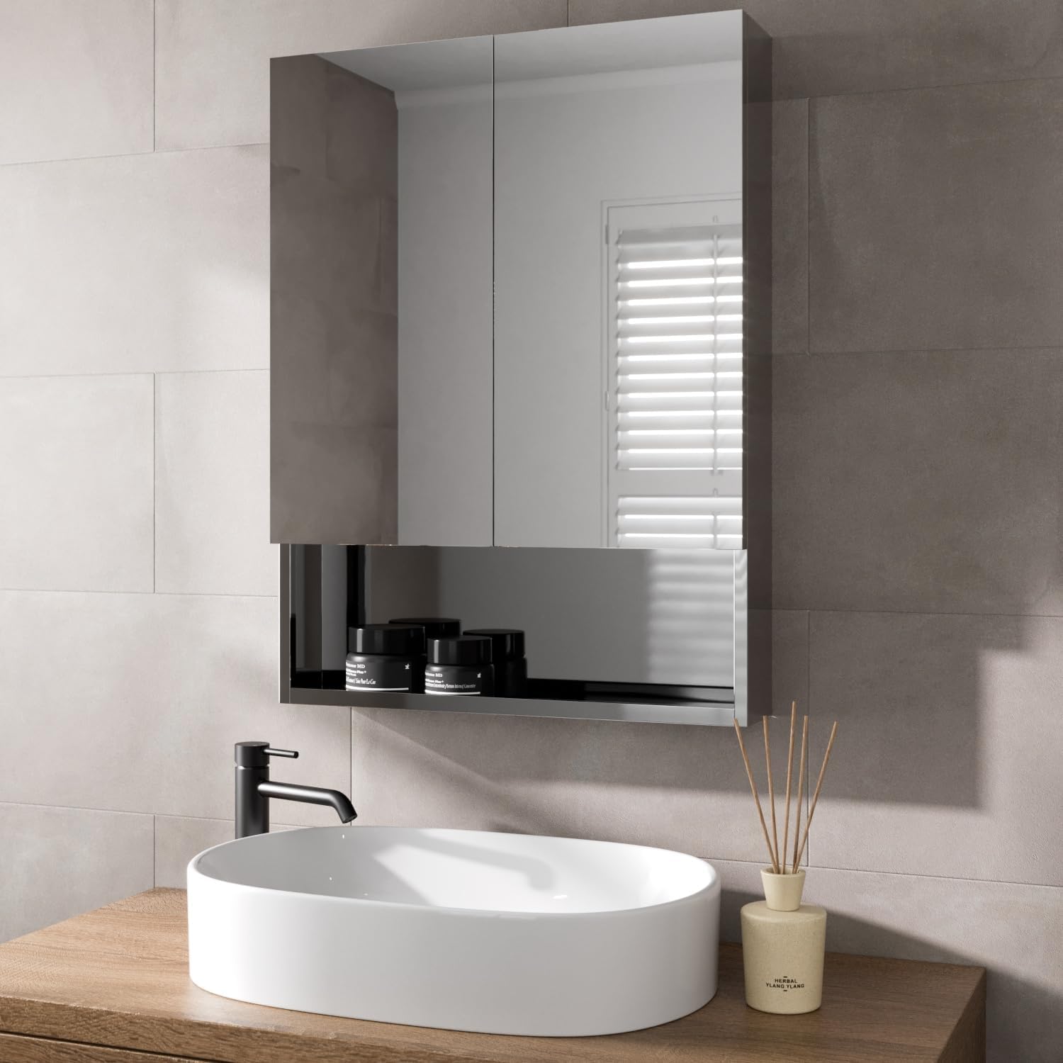 Artis® 600 x 800mm Bathroom Mirror Cabinet Storage Wall Mounted ...