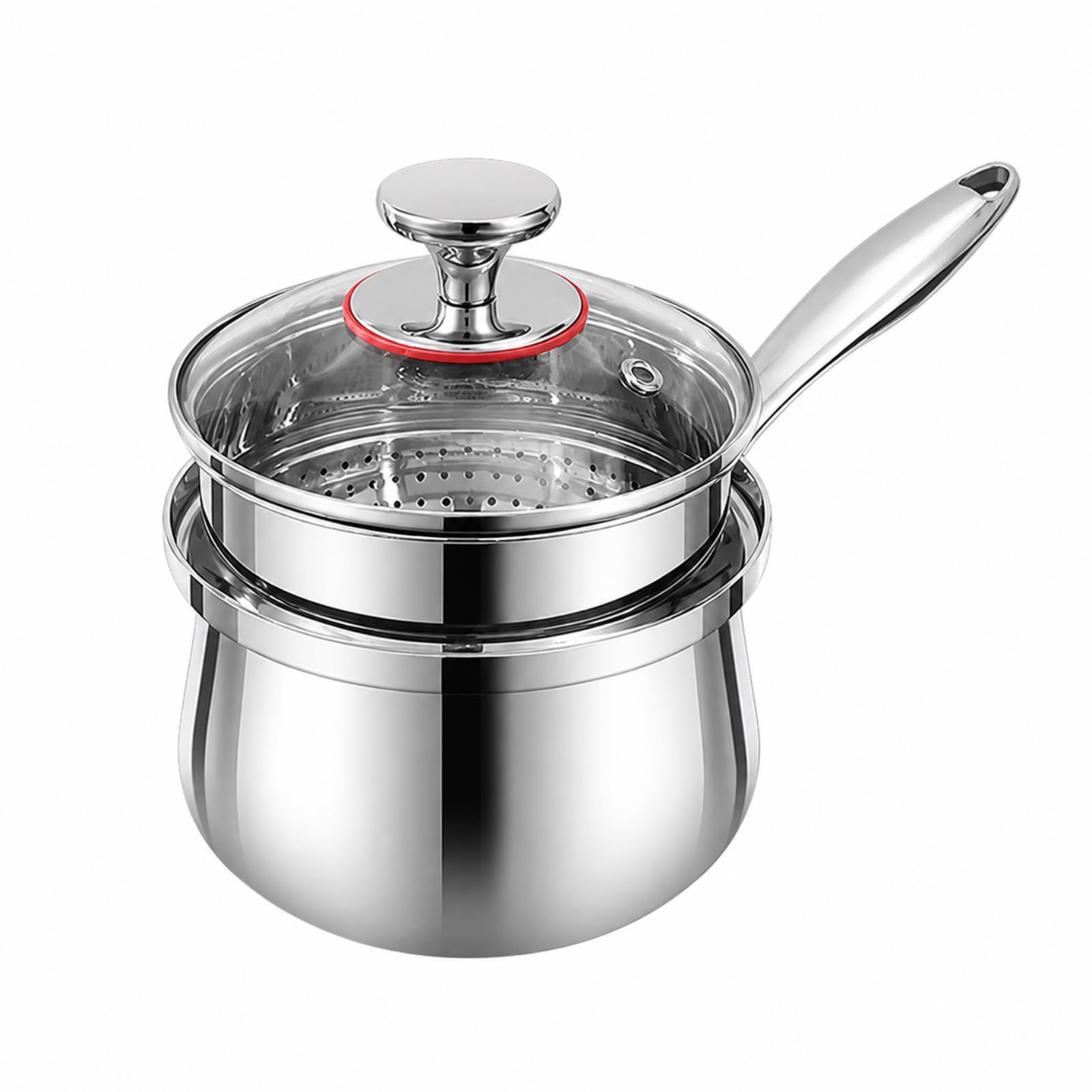 Ronyme 16 cm -Saucepan vielseitig einsetzbar mit Glasdeckel tropffreies Ausgießen -Saucière für Babynahrungszubereitung, Doppelschicht
