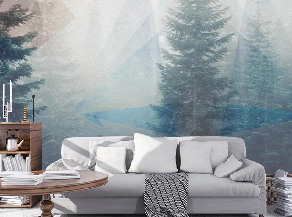 Papier peint intissé brume forestière fresque murale haut de gamme pour séjour