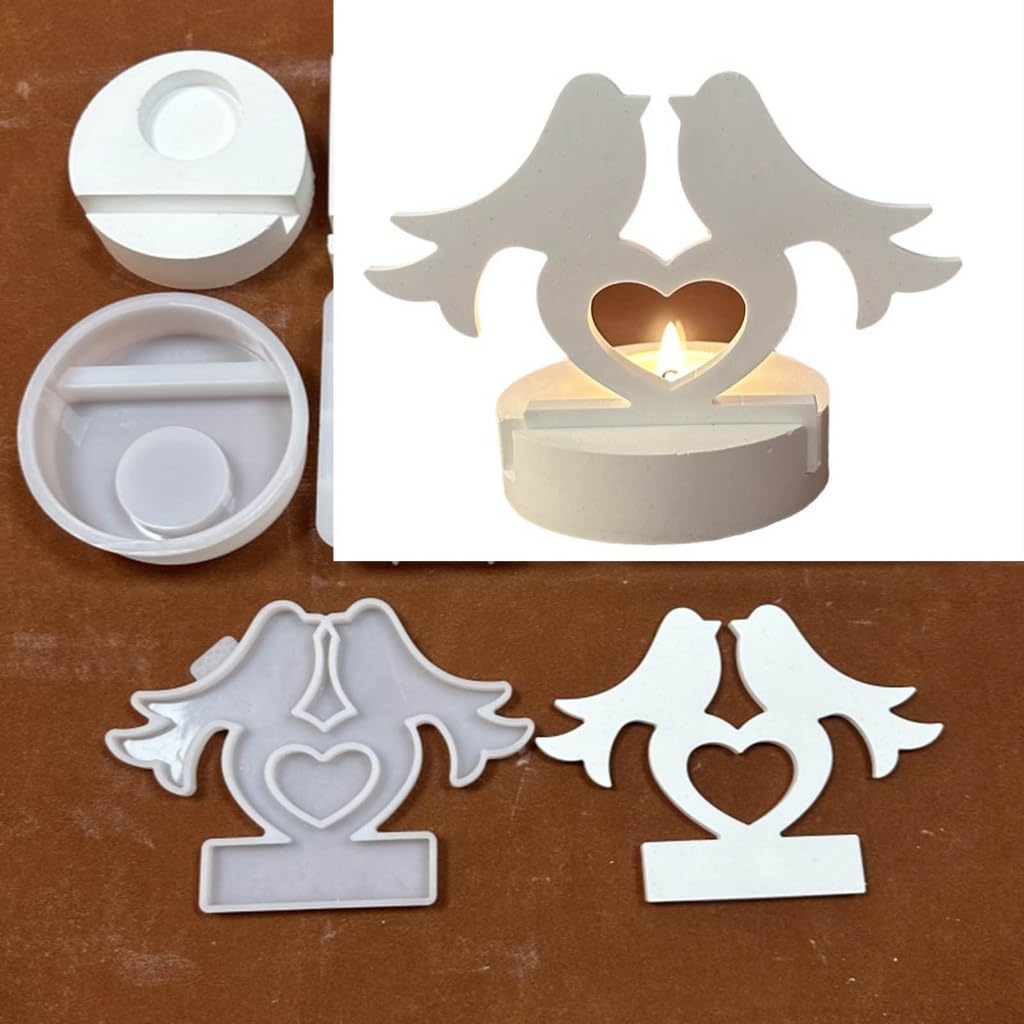 Portacandele in silicone per candele, stampi in ghisa, decorazione da tavolo, per uccelli d'amore