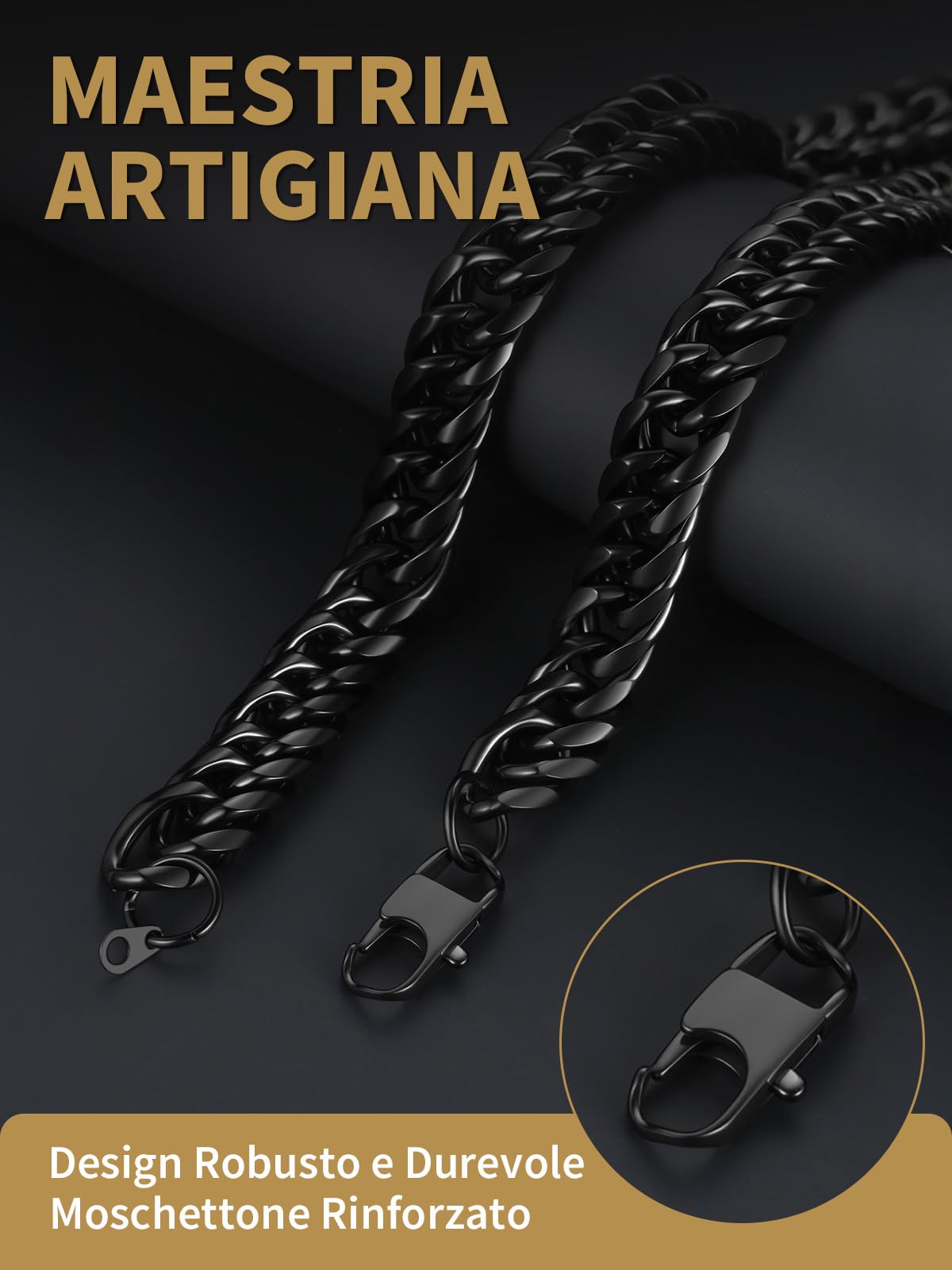 FindChic Collana Uomo Catena Cubana 3.5/6/9/12mm 18/20/22/24/26/28/30inch Collana Catena Acciaio Inossidabile Collana Uomo Maglia Cubana