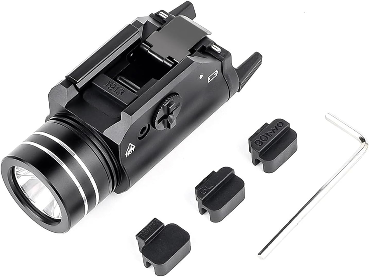 600 Lumens Airsoft Pistol Light Tactical Flashlight with Strobe Light, Fit for 20mm Picatinny, with Base modules for 1913 Rail Glock Beretta 90two S&W TSW/99