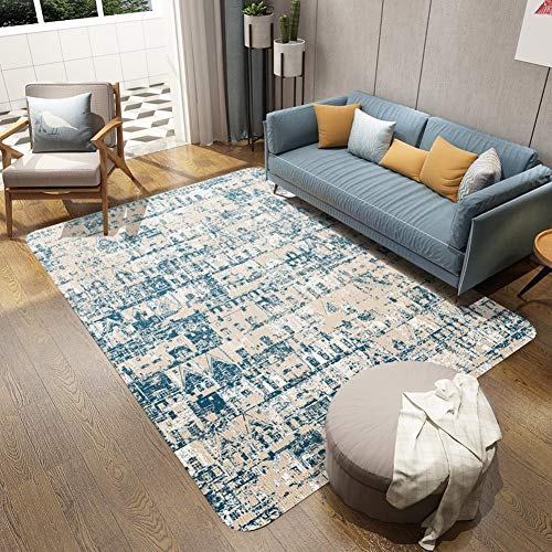 Tapis salon table basse en finition moderne et géométrie rayée jaune