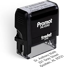 Promot Self Inking Stamp (Small) - 3 Line Custom Stamp - Personalized Rubber Stamper for Name, Office, Business, Return Address or Personal - Refillable in Different Ink Colors & Customizable Font