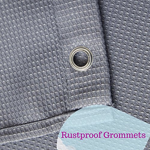 S·lattye Luxury Fabric Shower Curtain Water Repellent Washable Cloth (Hotel Quality, Friendly, Heavy Weight Hem) Plastic Hooks - 72" X 78", Long, Gray Waffle #TOP2