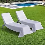 Boca Terry Lounge Chair Towel Cover, 100% Cotton Chaise Lounge Towels for Pool or Beach Chair - Elastic Top