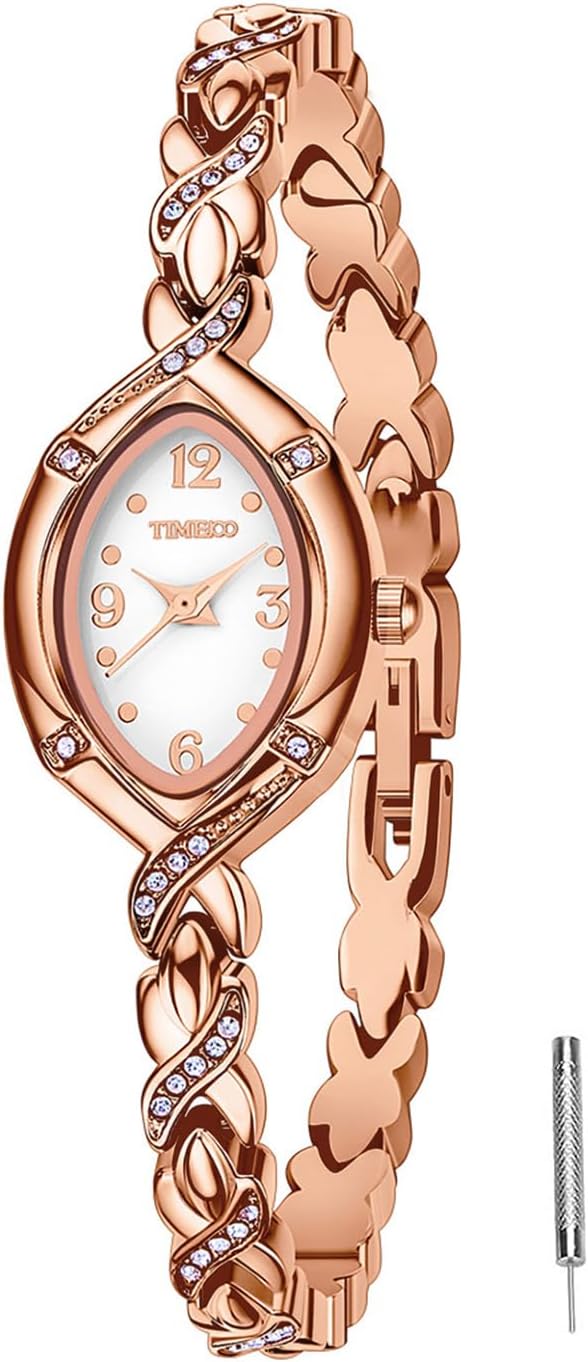Montre Femme Genève Acier Inoxydable Strass Or Rose - Neuf Avec étiquettes