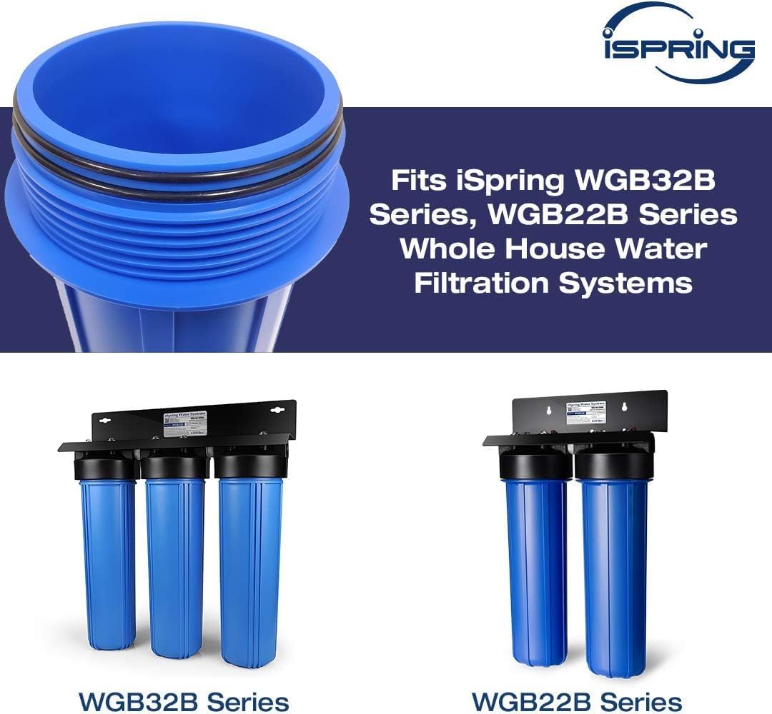iSpring Whole House 4.5"x10" Water Filter Replacement Cartridge Pack with WGB21B Sediment and CTO Carbon Block Filters and ORBX2 O-Ring Set for Filtration Systems, 2 Piece