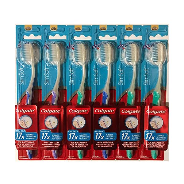 Colgate Slim Soft Gliding Tips Zahnbürste, extra weich, kompakter Kopf, 6 Stück