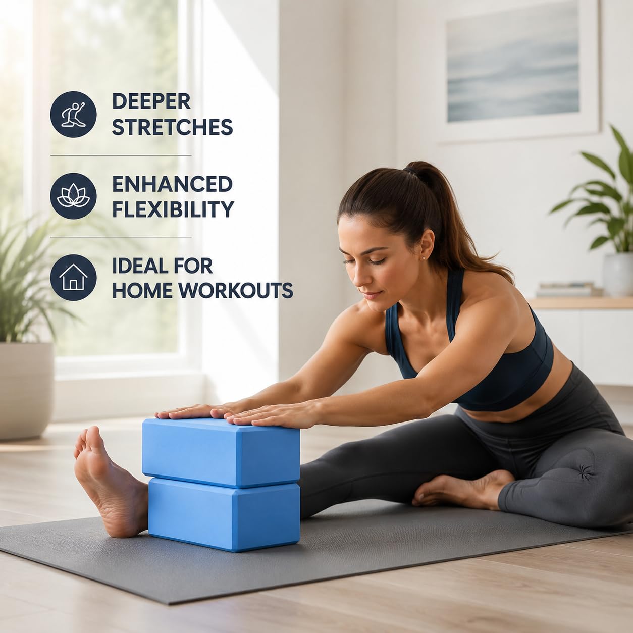 2 Pack Yoga Blocks, Exercise Support Bricks for Yoga, Pilates, Meditation, Stret