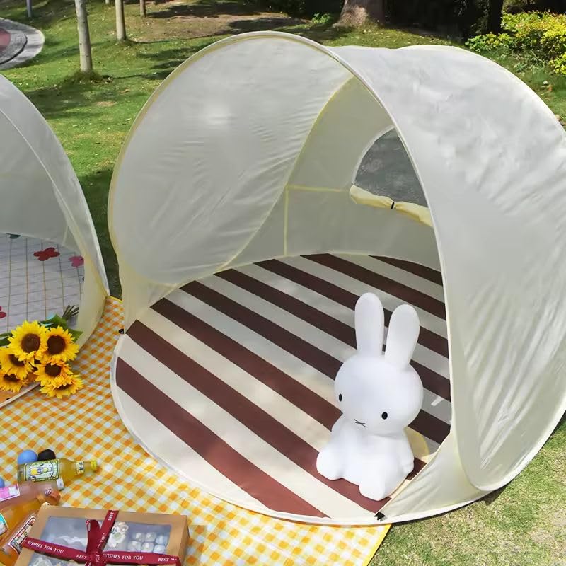 Image of CREDLOUS Pop Up Portable Tent Sun Protection Beach Tent for Fishing Picnic Beach Green Stripes L | Outdoor Sports | Camping & Hiking | Tents & Canopies
