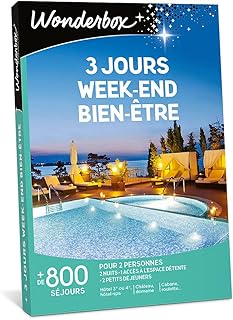 Wonderbox - Coffret Cadeau - 3 Jours Week-End Bien-être - 820 séjours en hôtels-Spa, manoirs pour 2 Personnes - Idée Cadeau Couple Original