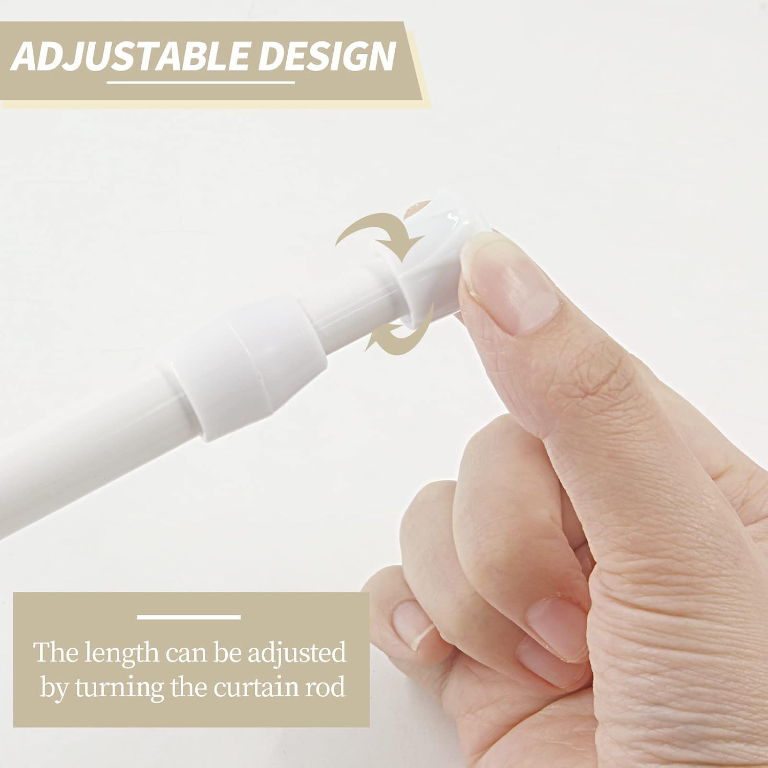 4 Pcs Spring Tension Rod, 9.8 To 15.7 Inch Adjustable (White)