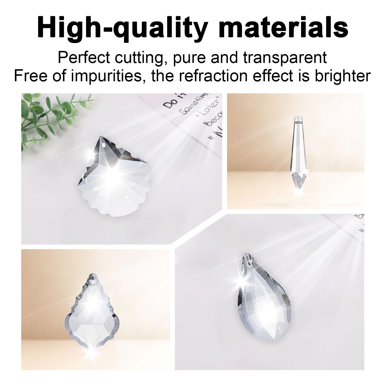 8 Pezzi Acchiappasole Cristallo da Appendere, Acchiappasole Fai da Te, Prisma Acchiappa Sole con Filo Elastico per Finestre, Decorazione da Giardino