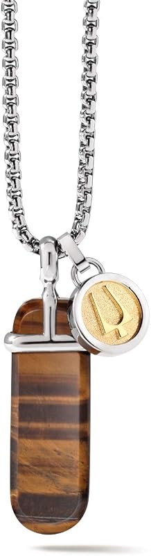 Bulova Men's Classic Round Box Link Chain Necklace with Polished Pendant