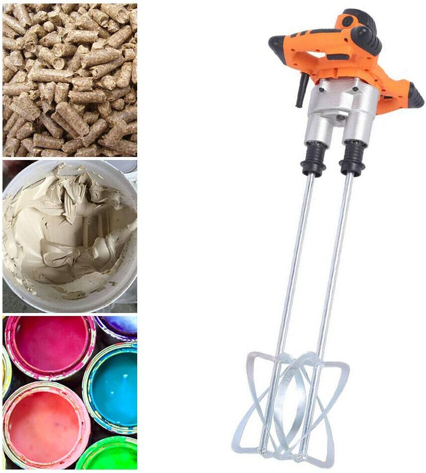 Eapmic Electric Concrete Cement Mixer, 1800W 110V Handheld Grout Plaster Drill Mixer Portable Dual Paddle Thinset Mortar Stirrer Stirring Tool