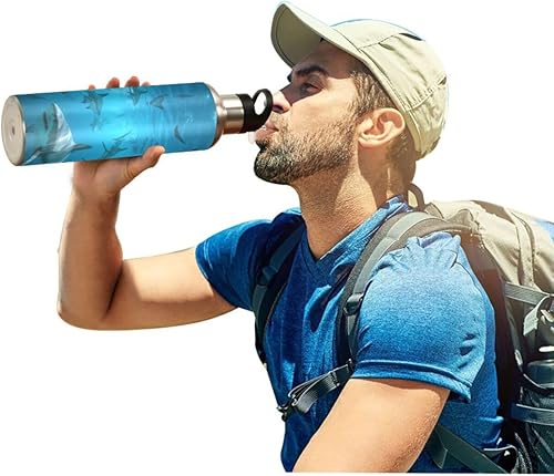 Miniatura 7 de xigua Sea Shark - Botella de agua de acero inoxidable de 20.3 fl oz a prueba de fugas, adecuada para gimnasio, escuela, niños y adultos
