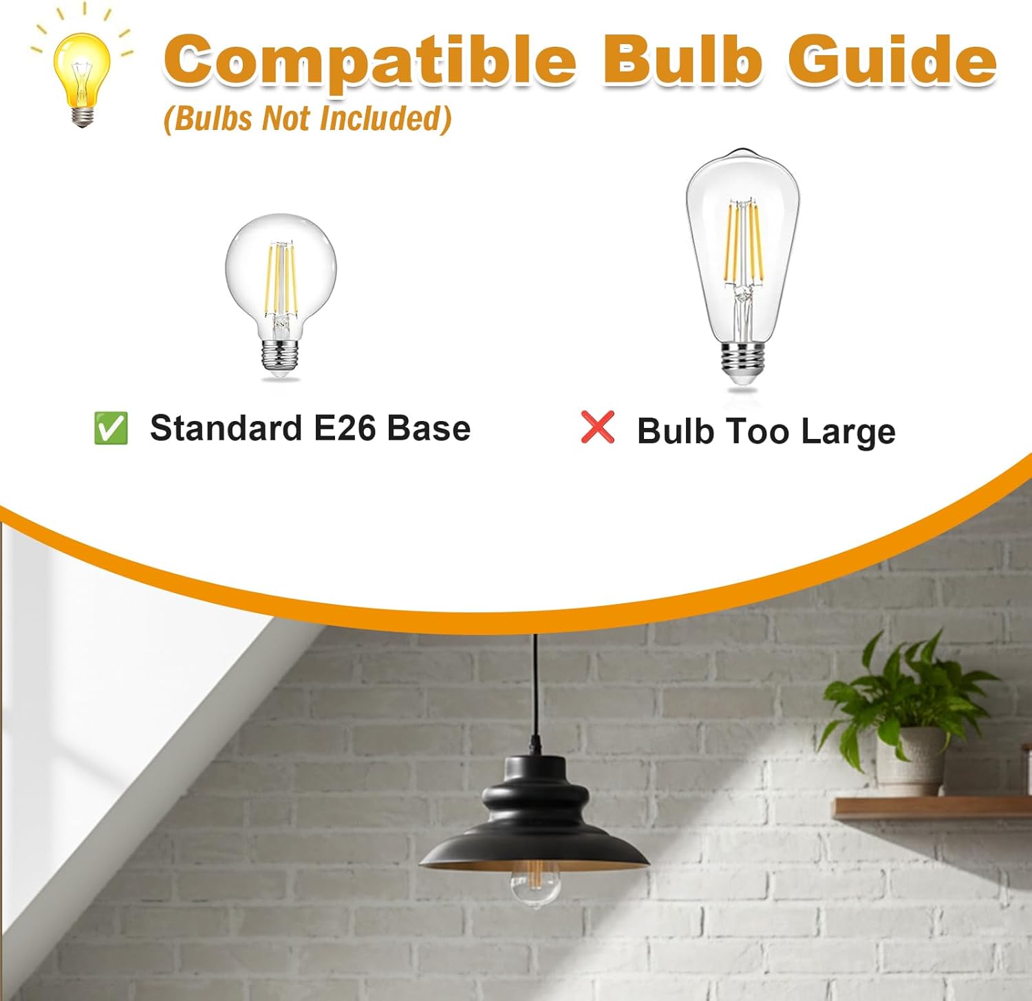 Pendant Light Fixture, Hanging Light for Kitchen Island Dining Room Bedroom Foyer, E26 Base Metal 1-Light Ceiling Lamp