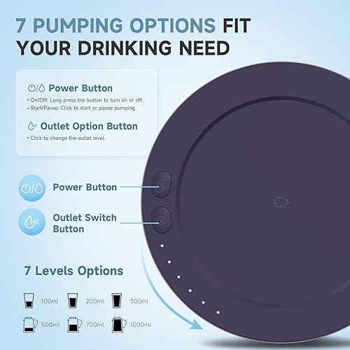 Miniatura 2 de Dispensador de agua de escritorio para botella de 5 galones, bomba de agua eléctrica portátil de escritorio con carga USB-C rápida para el hogar,