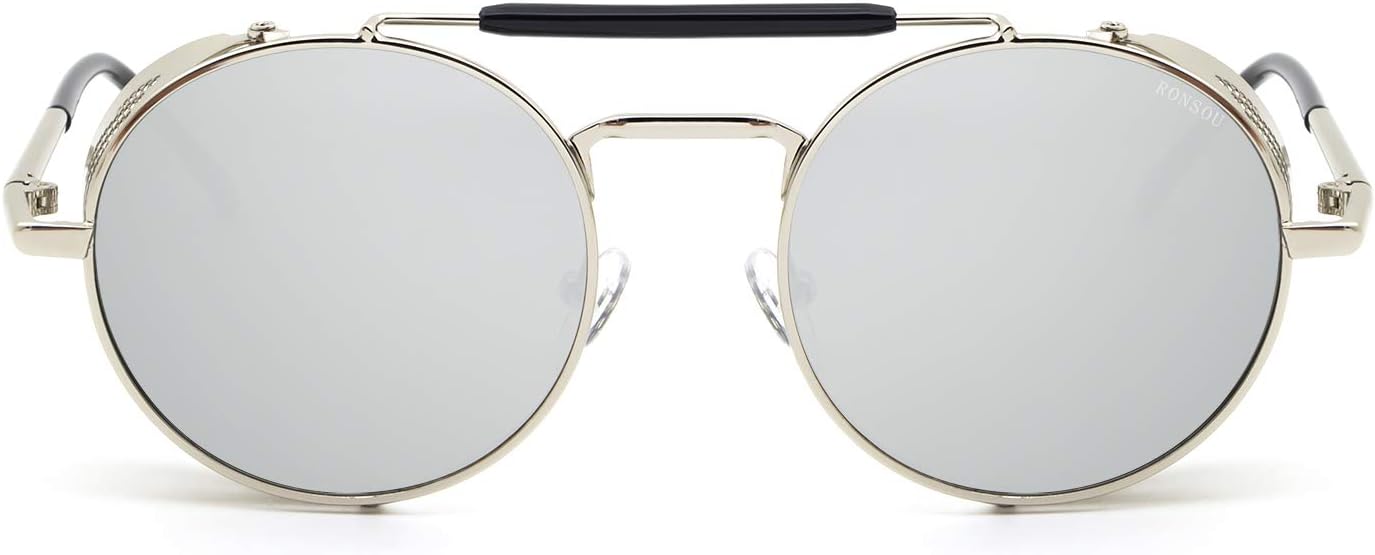RONSOU Steampunk Style Round Vintage Polarized Sunglasses Retro Eyewear UV400 Protection Matel Frame - Image 2