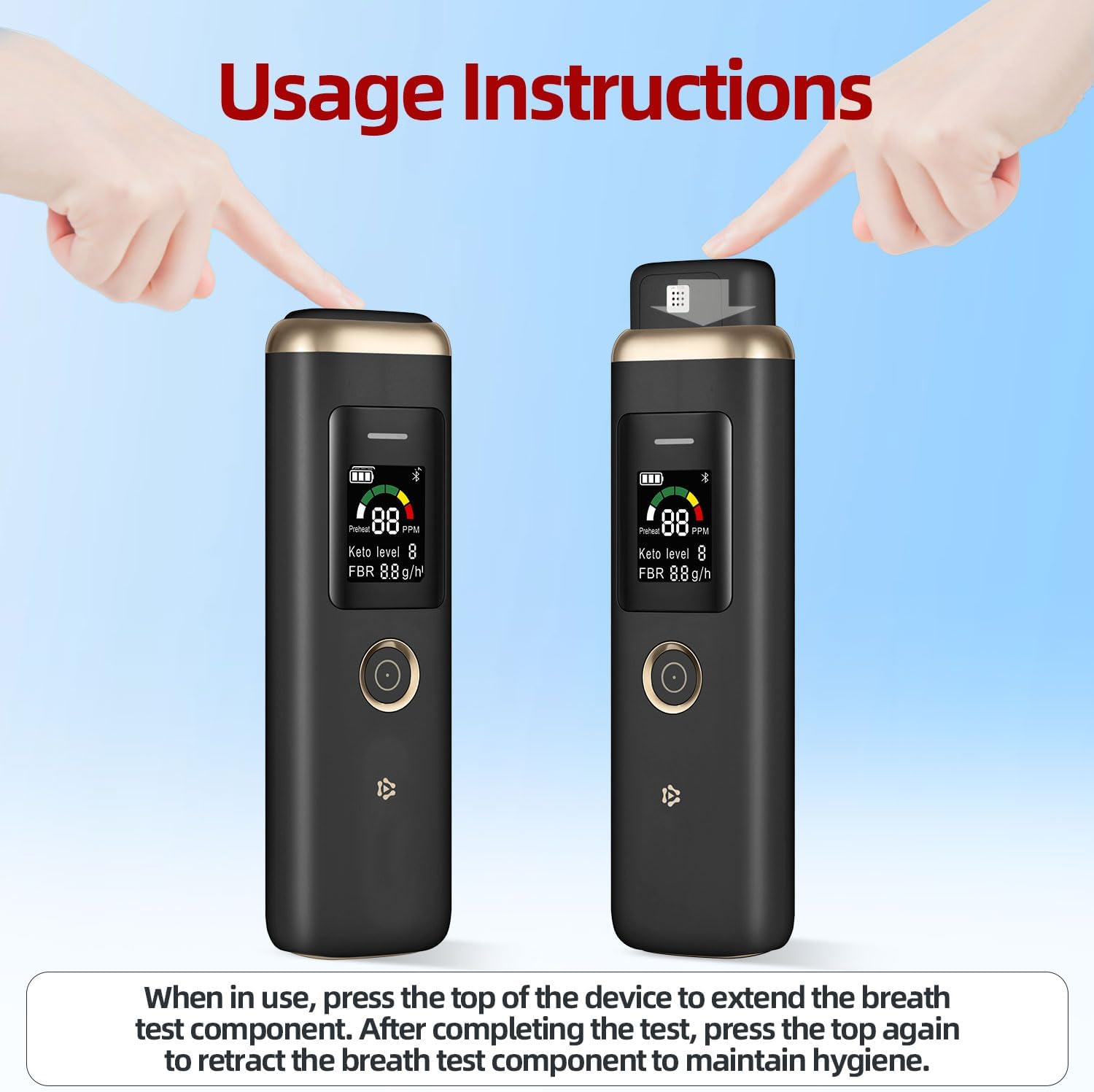 Ketone Breath Analyzer & Ketosis Meter, Portable High-Accuracy Ketosis Breath Tester, Professional Ketone Breath Meter for Keto Lifestyle & Fitness Enthusiasts