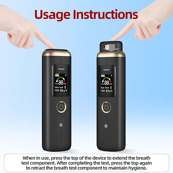 Ketone Breath Meter, High Accuracy Ketone Breath Analyzer, Newly Upgraded Ketone Tester for Tracking Your Ketones, Level of Ketosis on Low carb, Ketogenic or Any Nutrition & Fitness Program