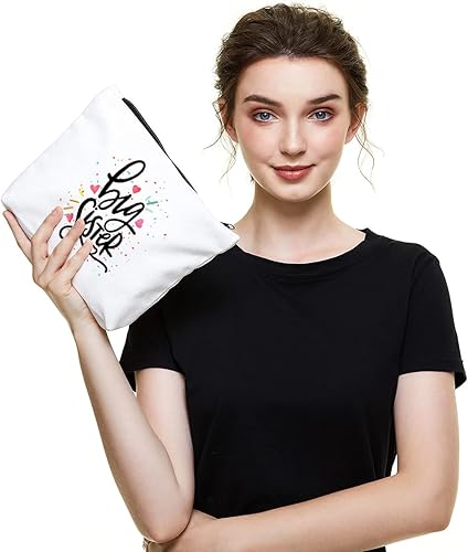 Miniatura 5 de Bonita bolsa de maquillaje reutilizable para hermana mayor, regalos para hermanas pequeñas, bolsa de maquillaje ecológica para regalos de cumpleaños
