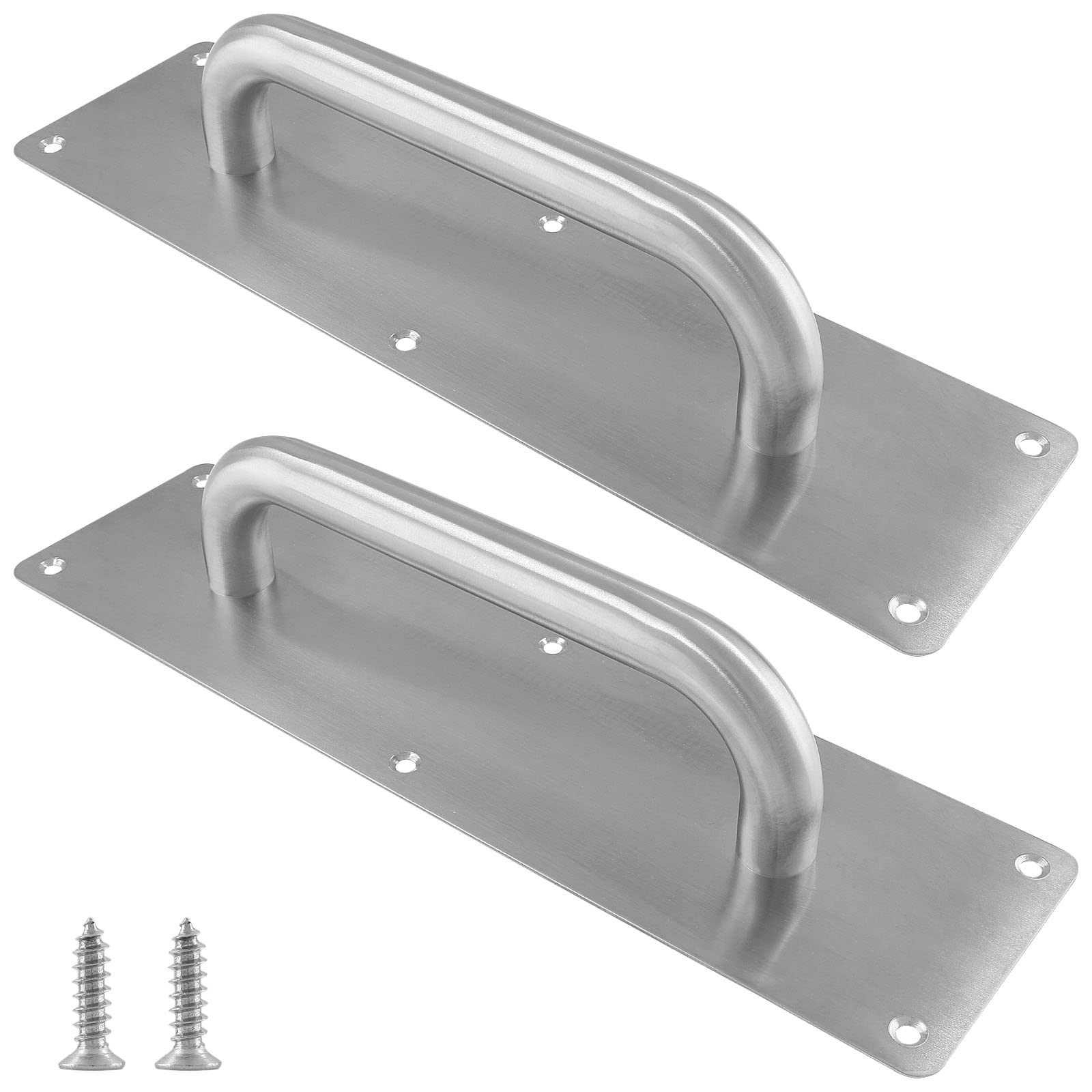 Biaungdo 2 Pack Door Handle Pull Plate, Stainless Steel Door Handle Pull Heavy Duty Barn Door Pull Handles for Sliding Barn Door Kitchen Cabinet, Brushed (11.8" x 3.1")