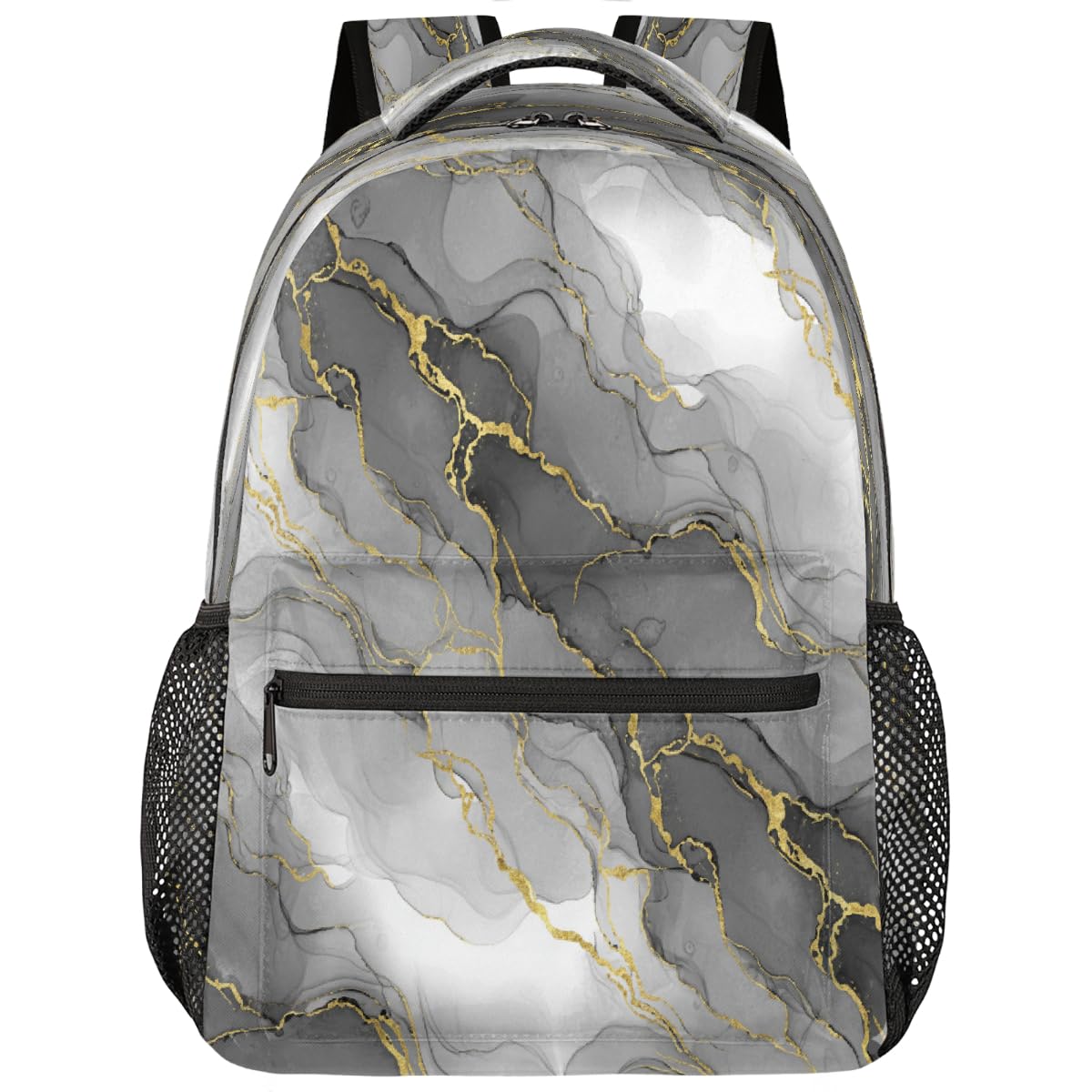 Mochila escolar para estudiantes universitarios con diseño de mármol de tinta 8