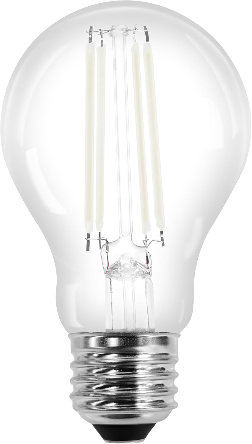 Sylvania A19 Clear LED White Filament Bulb, 6.5W, Dimmable, 800 LMS, Medium Base, 5000K, Daylight - 2 Pack (42171)