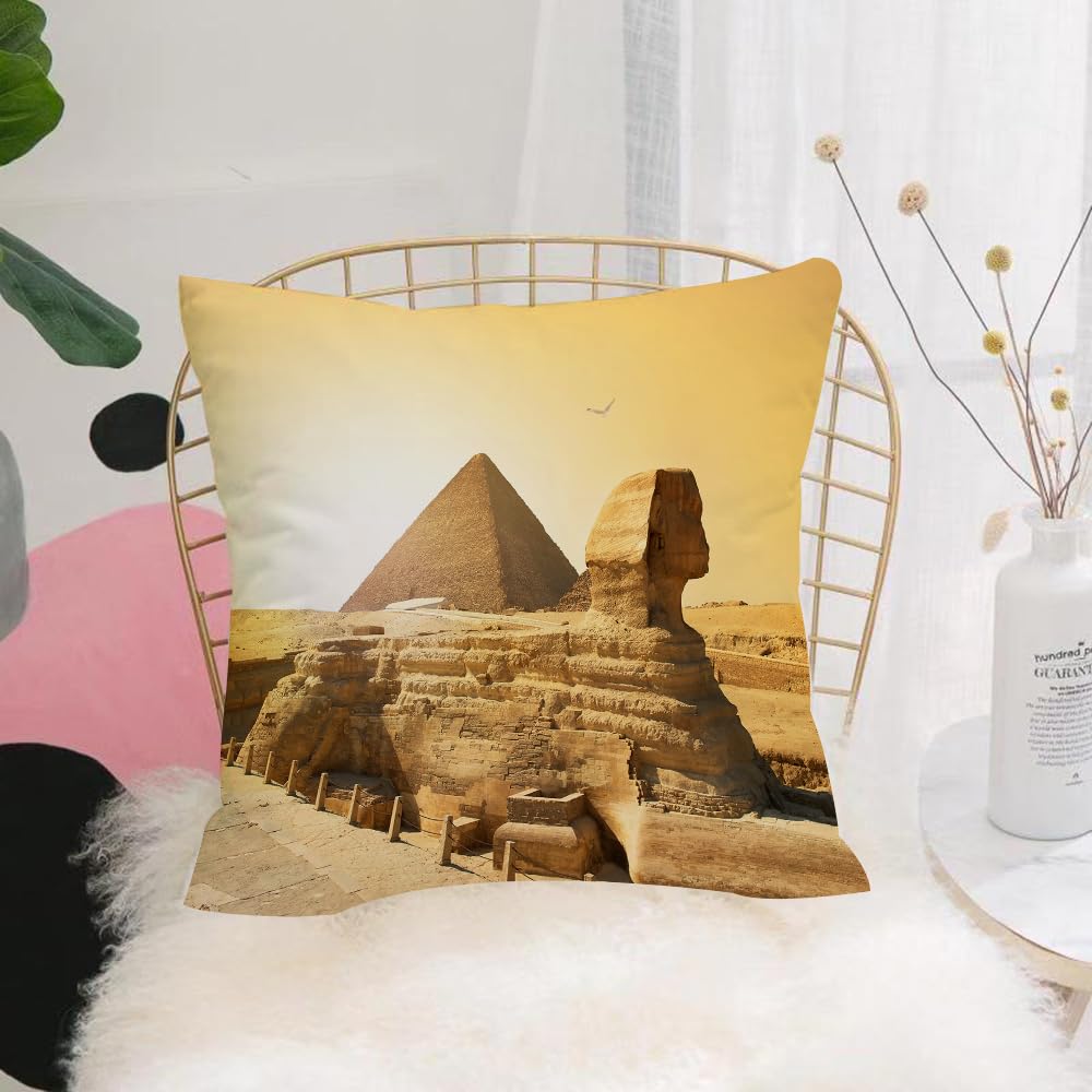 HYOSXW Cushion Cover,Throw Pillow Case Home Decorative for Living Room Bedroom Sofa Chair 16X16 Inch,Old decor, Egyptian pyramids, landmarks,Pillowcase 40X40cm