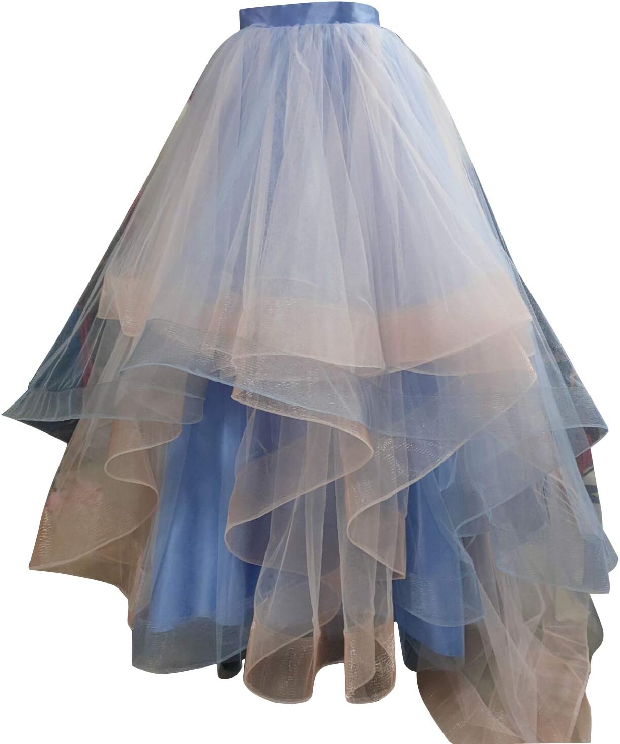 Women Tiered Tulle Wedding Skirt with Train Prom Ruffle Bustle Festival Skirt