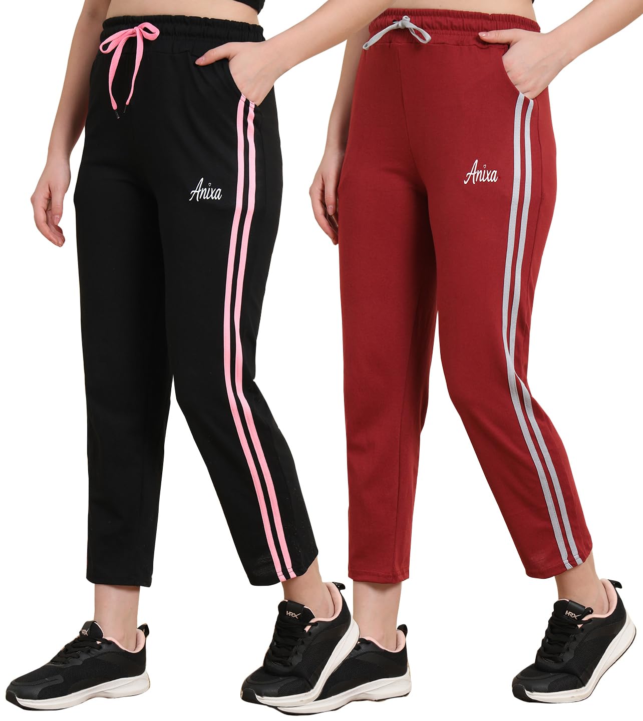 Women's Relaxed Fit Mid Rise Pyjama/Track Pant Casual Loungewear - Pack of 2-picture-14