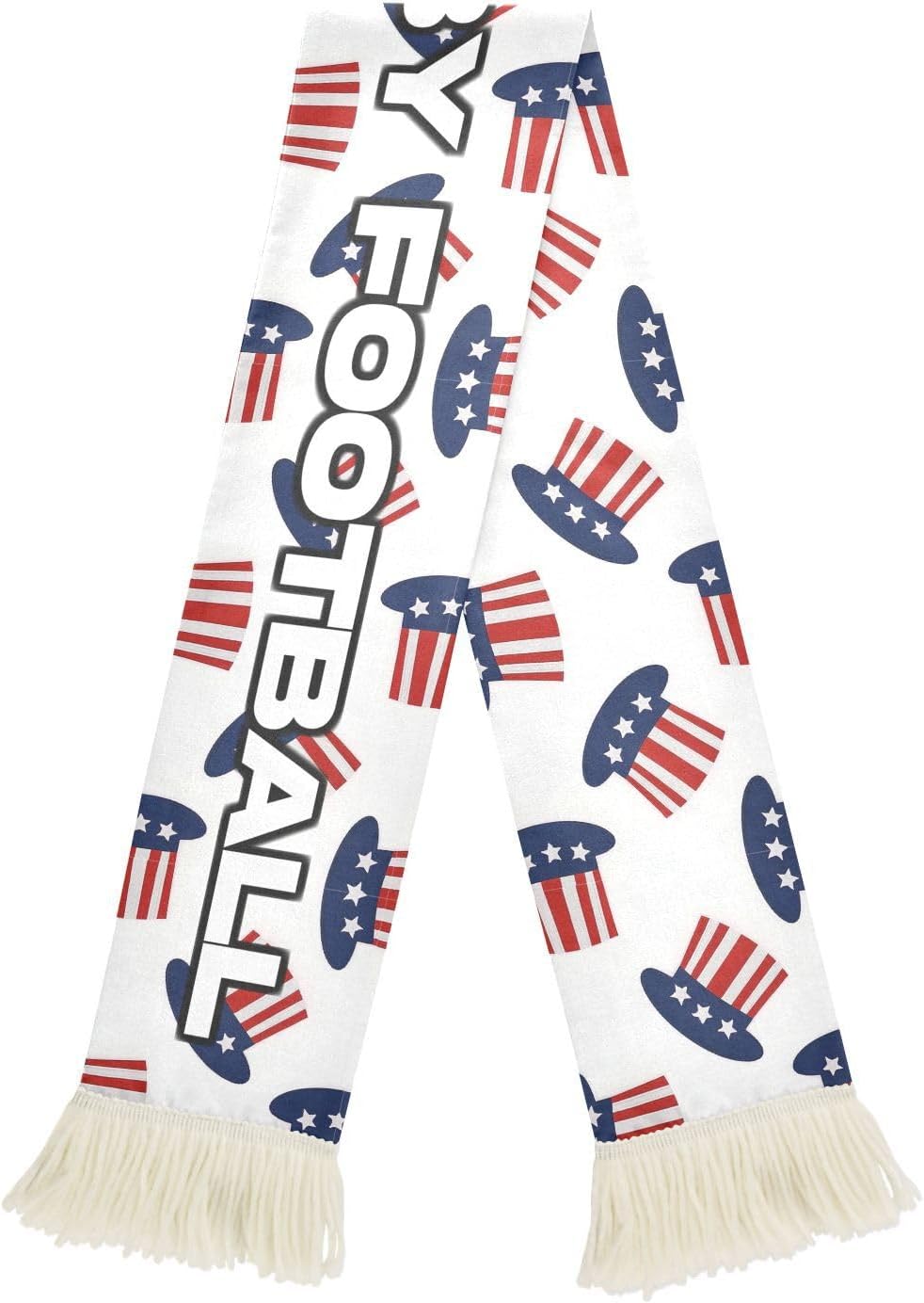 4th Of July Independence Day Red and Blue Top Hat Colorful and User-friendly Sports Supporter Knit Scarves for Male Match Day White Bufandas para seguidores de fútbol