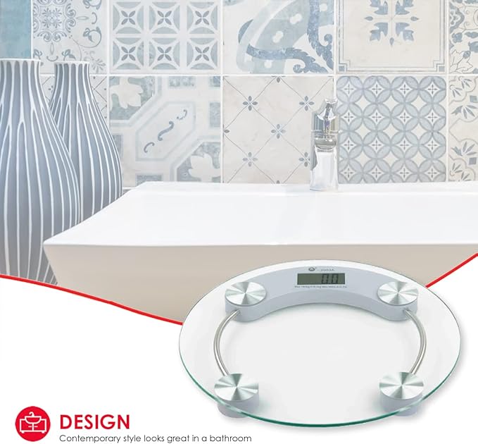 Báscula de Baño de Vidrio Home Basics Redonda miniatura 3