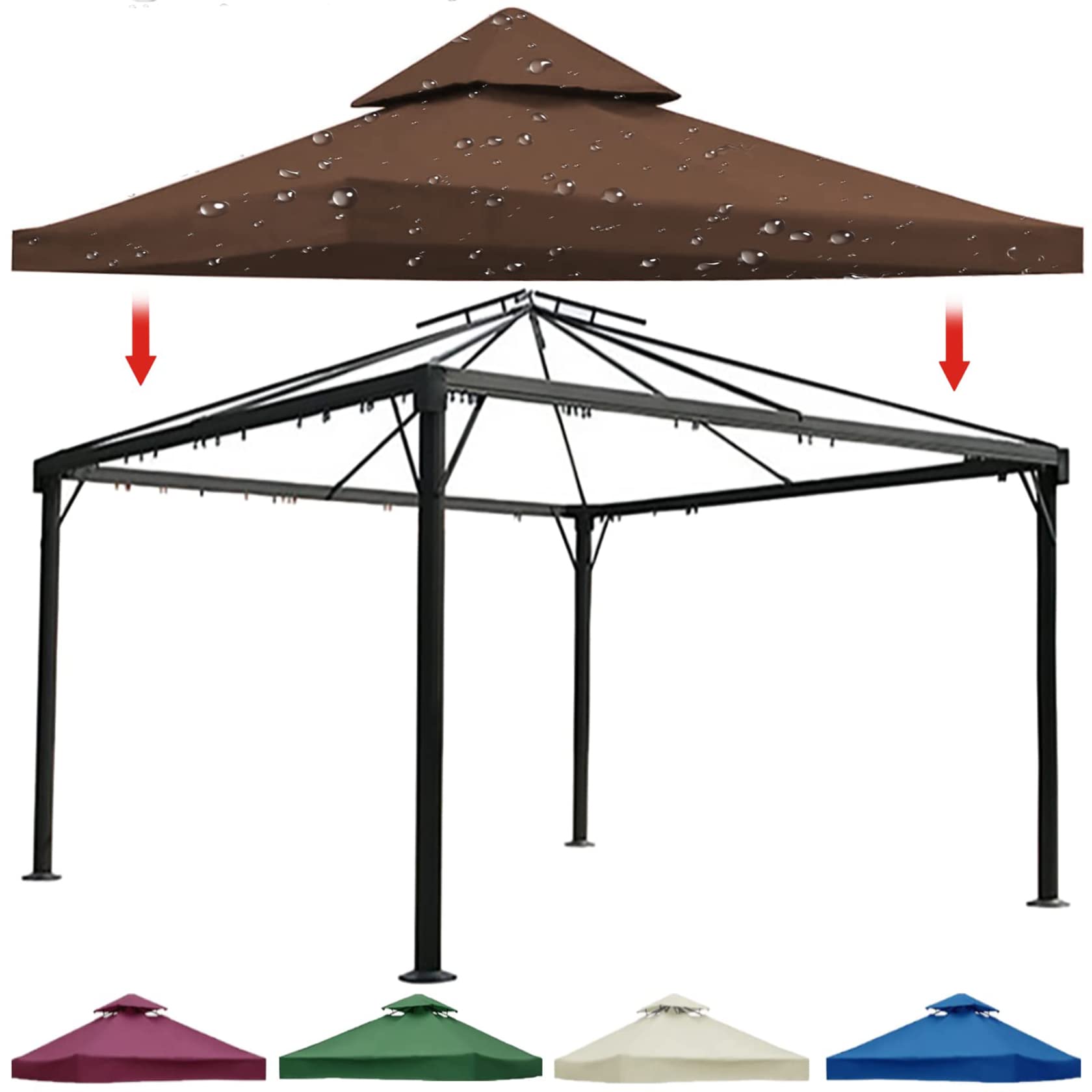 Amazon.co.jp: 3x3 ガゼボ キャノピー 交換カバー 3m x 3m 2 段防水