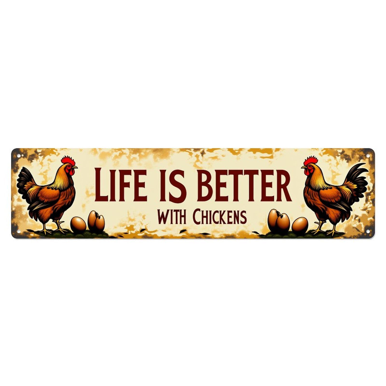 Chicken Eggs Rooster Farm Life Tin Sign Vintage Metal Poster Retro Bar, Home, Man Cave, Kitchen, Laundry Room Wall Art Decor Gift 4x16 Inch